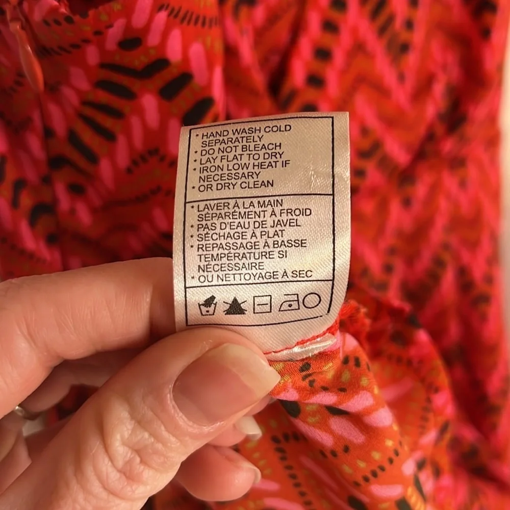 Jack by BB Dakota Red Geometric Chevron Keyhole Dress, women’s Size Medium